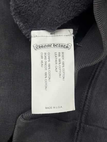 Chrome Hearts ‘Paper Jam’ Leather Cross Patch Sun-Faded Zip Up Hoodie