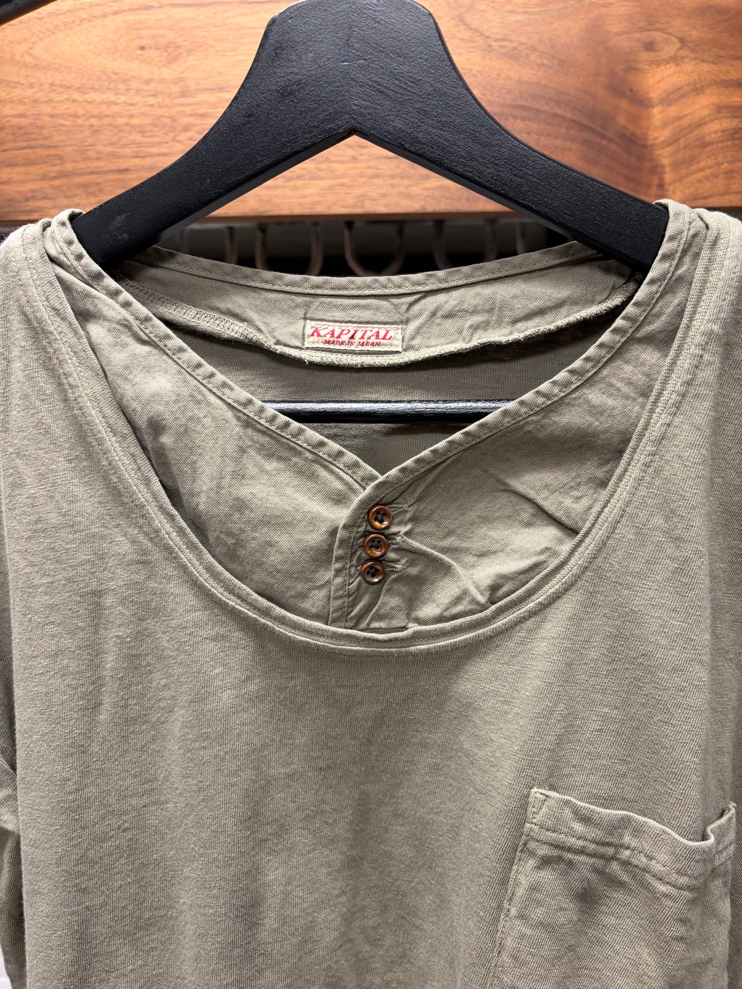 Kapital Layered Henley/Scoop Neck T-Shirt