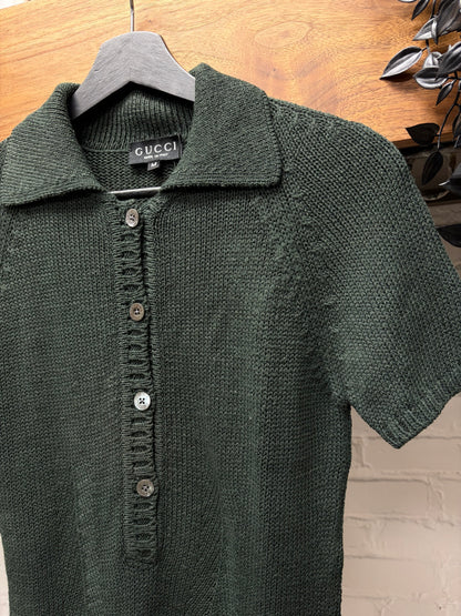 SS1996 Vintage Gucci by Tom Ford Dark Green Short Sleeve Knit Polo