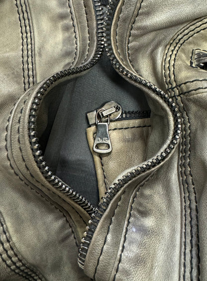 2000s Dolce & Gabbana ‘Washed Grey’ Military Leather Jacket