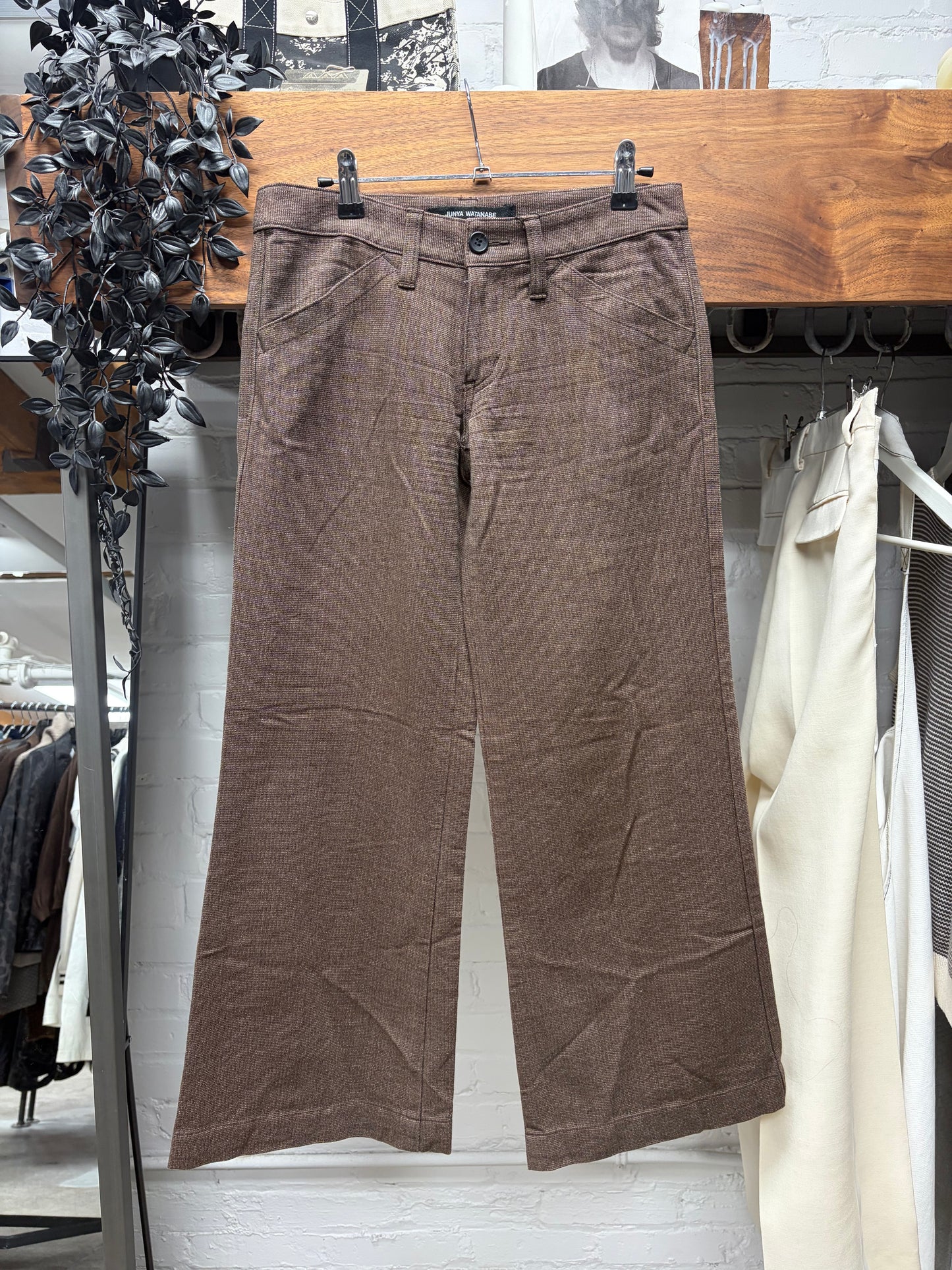 2002 Junya Watanabe ‘Rustic’ Pinstripe Flared Leg Trousers