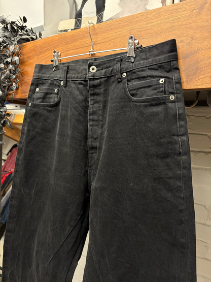Rick Owens Japanese 16oz ‘Geth Cut’ Black Wide Leg Denim