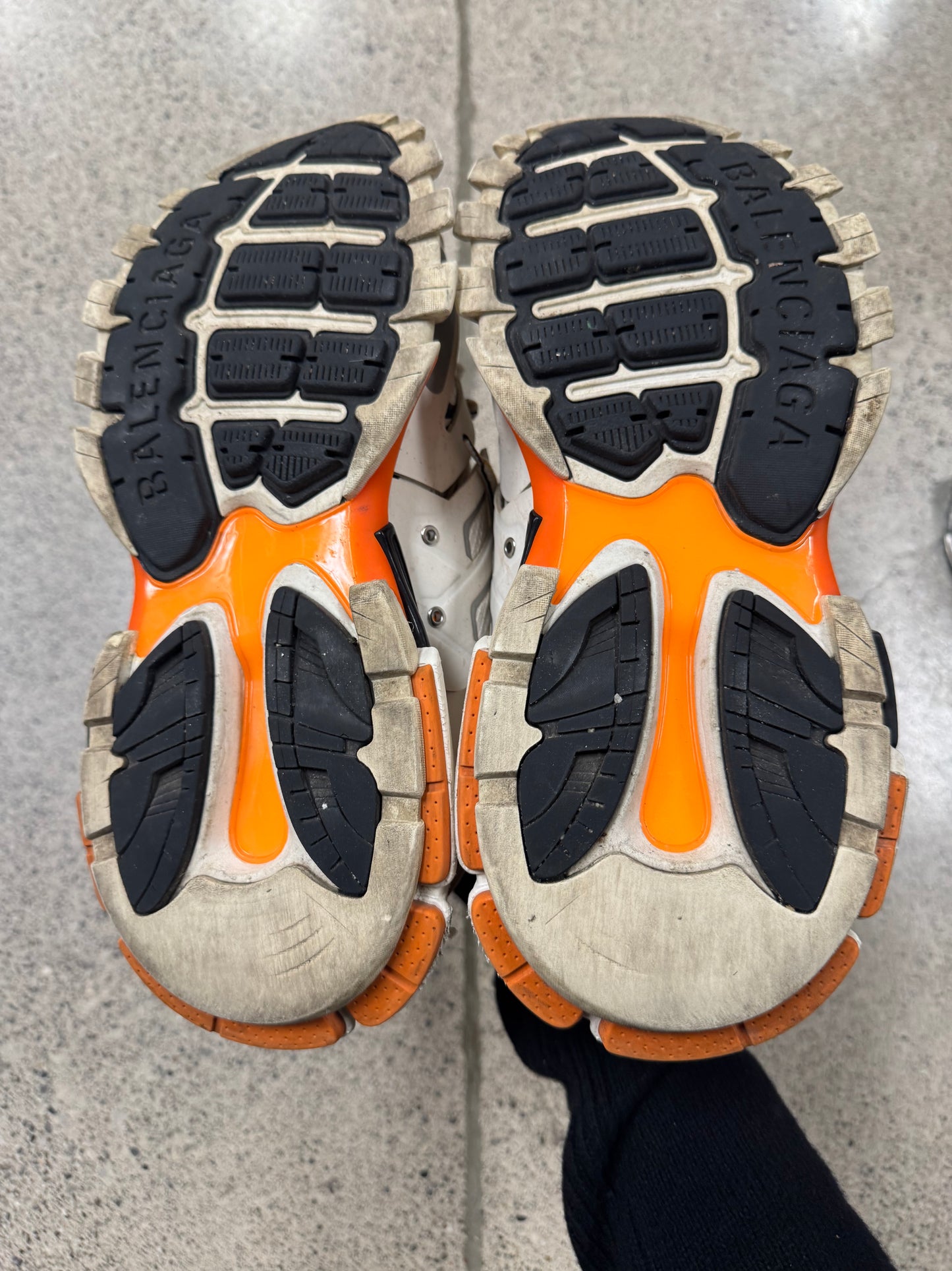 Balenciaga White/Orange Track Runner Sneakers