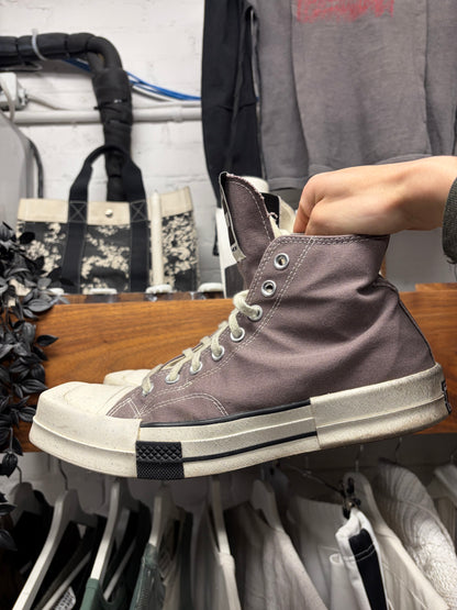 Rick Owens x Converse ‘TurboDRK’ Grey Square Toe High Top Sneakers