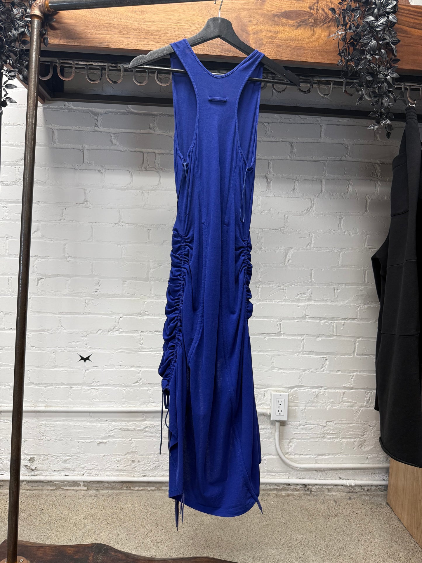 Vintage Jean Paul Gaultier ‘Soleil’ Ruched Blue Drawstring Dress