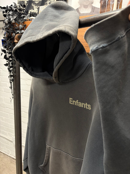Enfants Riches Deprimes ‘Ticket to Death’ Faded Black French Terry Cotton Hoodie