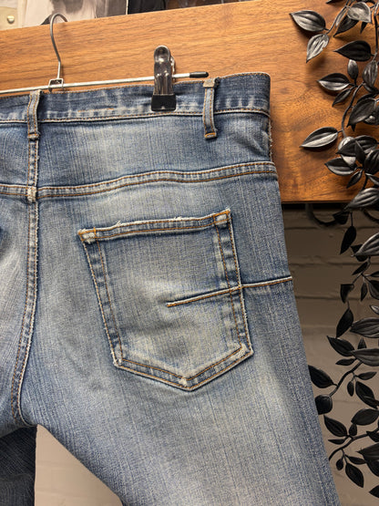 AW2011 Dior Homme ‘Enfold/Unfold’ Distressed Blue Skinny Jeans