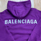 2018 Balenciaga Purple Spell Out Logo Hoodie