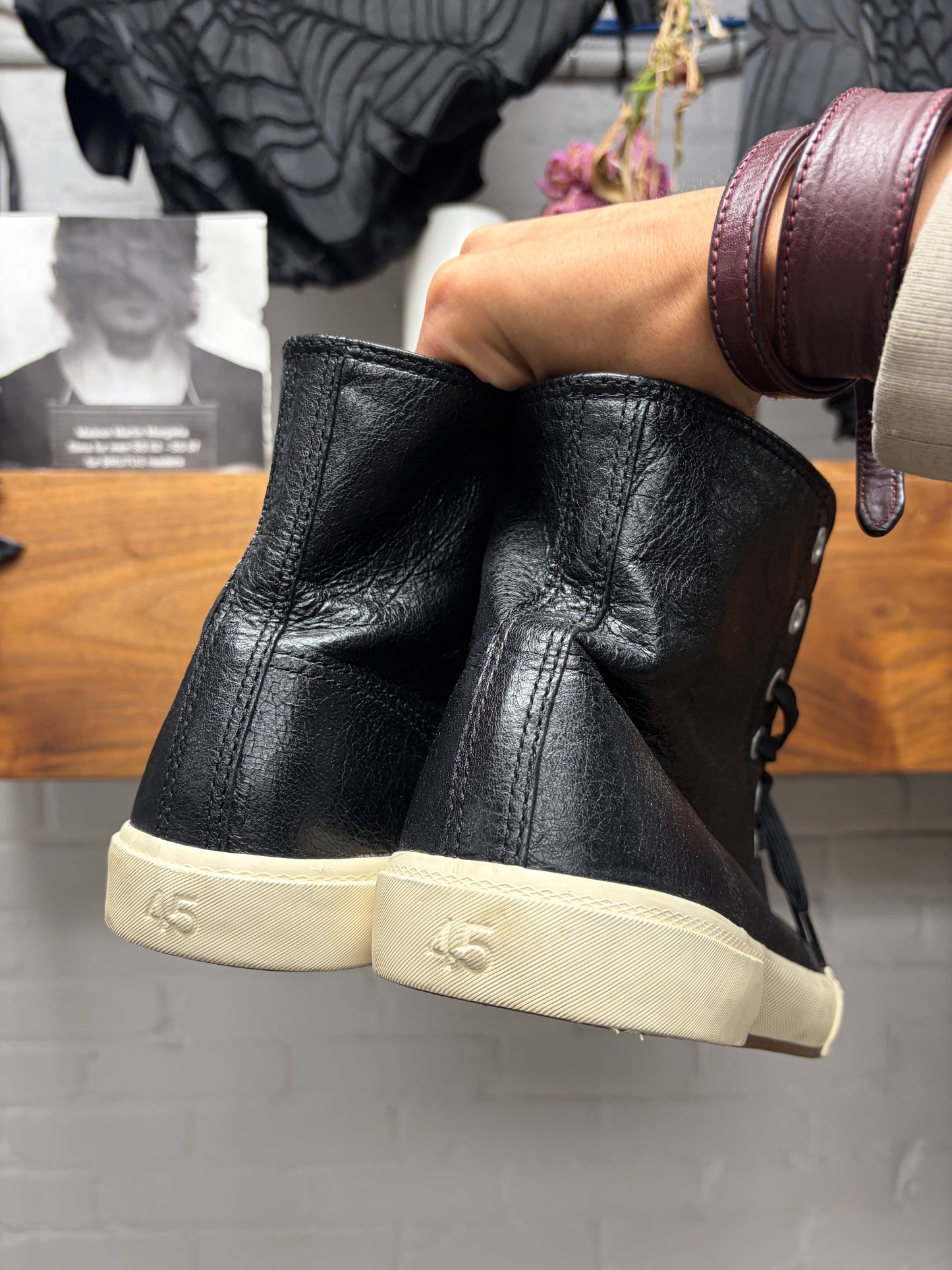 Balenciaga ‘Paris’ Black Leather High Top Sneakers