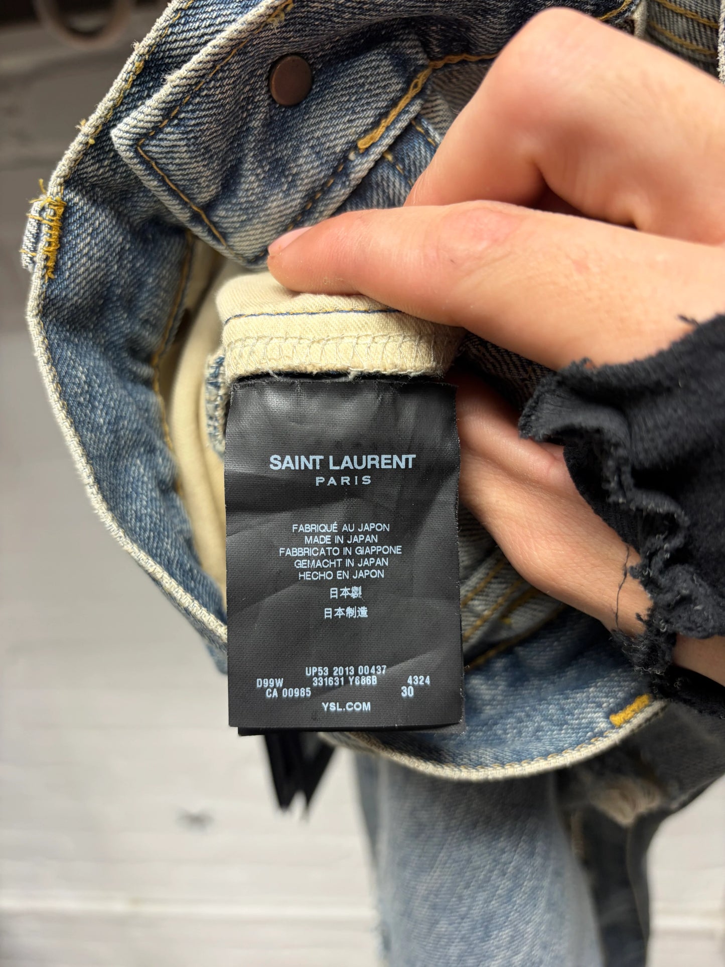 AW2013 Saint Laurent by Hedi Slimane ‘Chain Distressed’ D02 Skinny Jeans