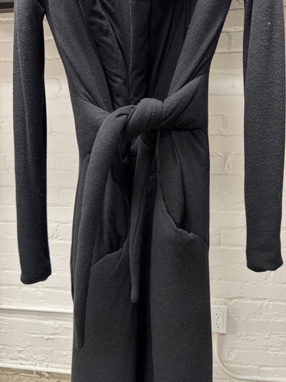 Rick Owens ‘Lilies’ Deep Black Floor Length Bathrobe Coat