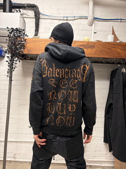 AW2023 Balenciaga ‘Heavy Metal’ Mud/Thrash Distressed Zip Up Hoodie