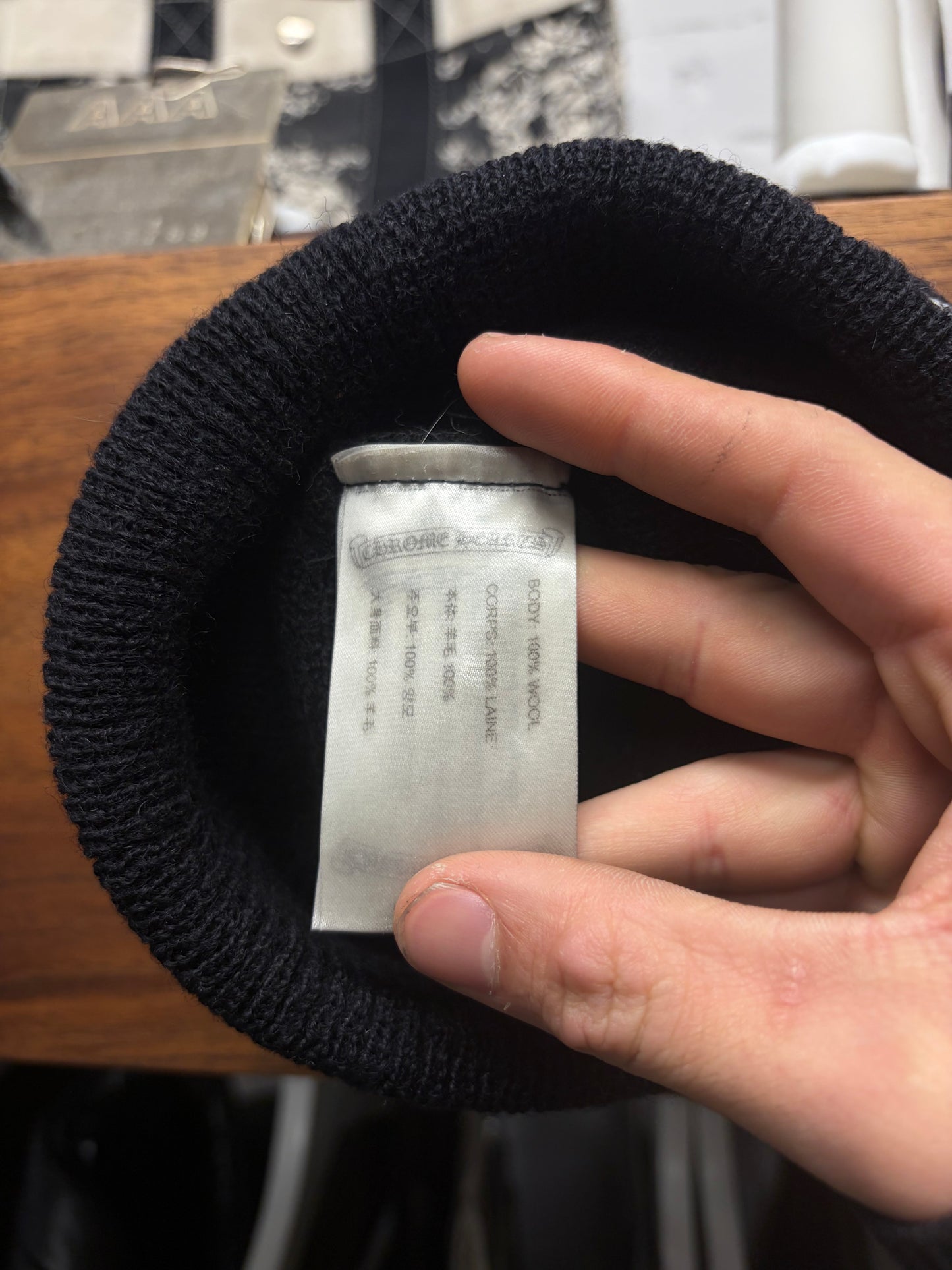 Chrome Hearts Horseshoe/Plus Cross Ribbed Black Beanie