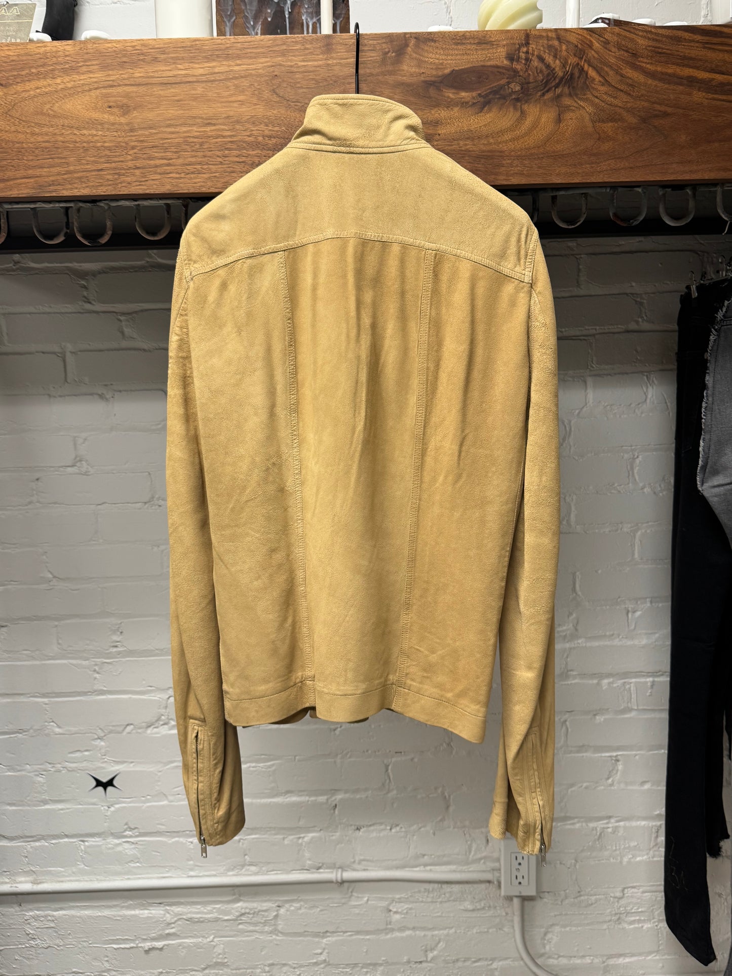 SS2015 Rick Owens ‘Faun’ Blistered Lambskin ‘Mollino’ Zip Bone Jacket