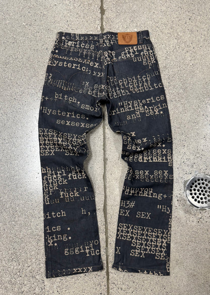 Hysteric Glamour ‘Typewriter’ Faded Black Flared Denim