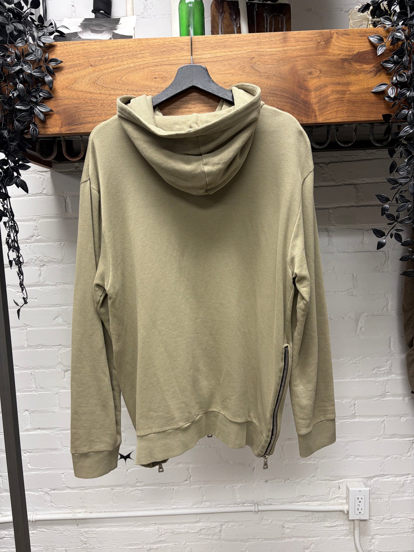 2010’s Balmain ‘Size Zip’ Tan Cotton Zip Up Hoodie