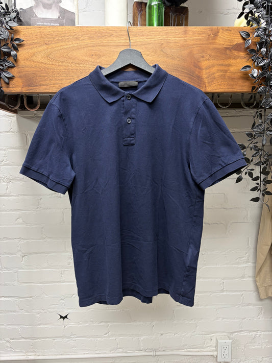 Prada Navy Blue 2 Button Cotton Minimal Polo