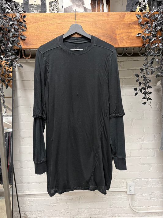 Rick Owens ‘Hustler’ Layered Black Long Sleeve Shirt