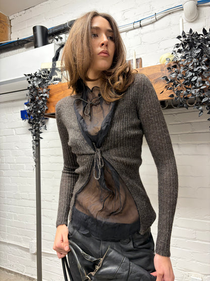 Vintage Jean Paul Gaultier ‘Maille’ Sheer/Ribbed Wool Knit Sweater