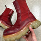 Rick Owens Beatle Bozo Red Leather Tractor Boots