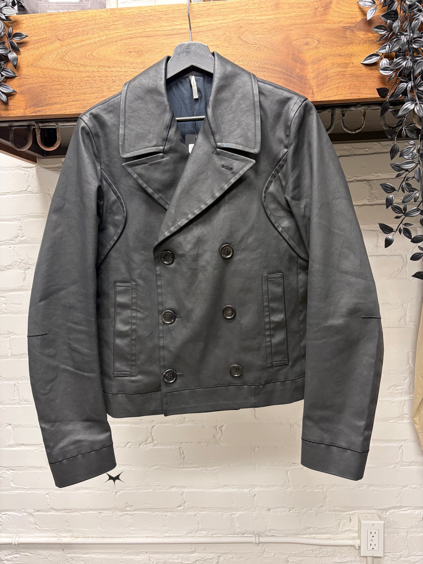 AW2013 Dior Homme Waxed Black Cropped ‘Double Breasted’ Peacoat