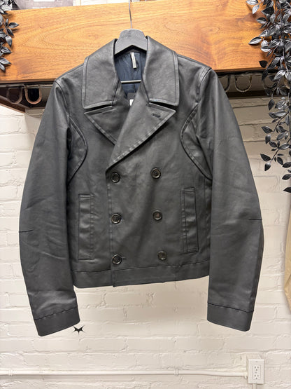 AW2013 Dior Homme Waxed Black Cropped ‘Double Breasted’ Peacoat
