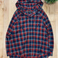 2017 Balenciaga Red/Blue Hooded Plaid Flannel