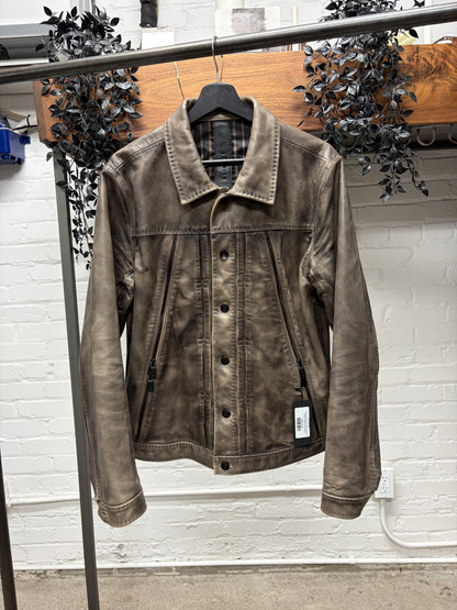 Carpe Diem ‘Type 1’ Brown Natural Patina Leather Trucker Jacket
