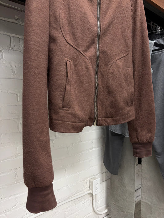 Rick Owens ‘Intarsia’ Dust Brown Wool High Neck Jacket