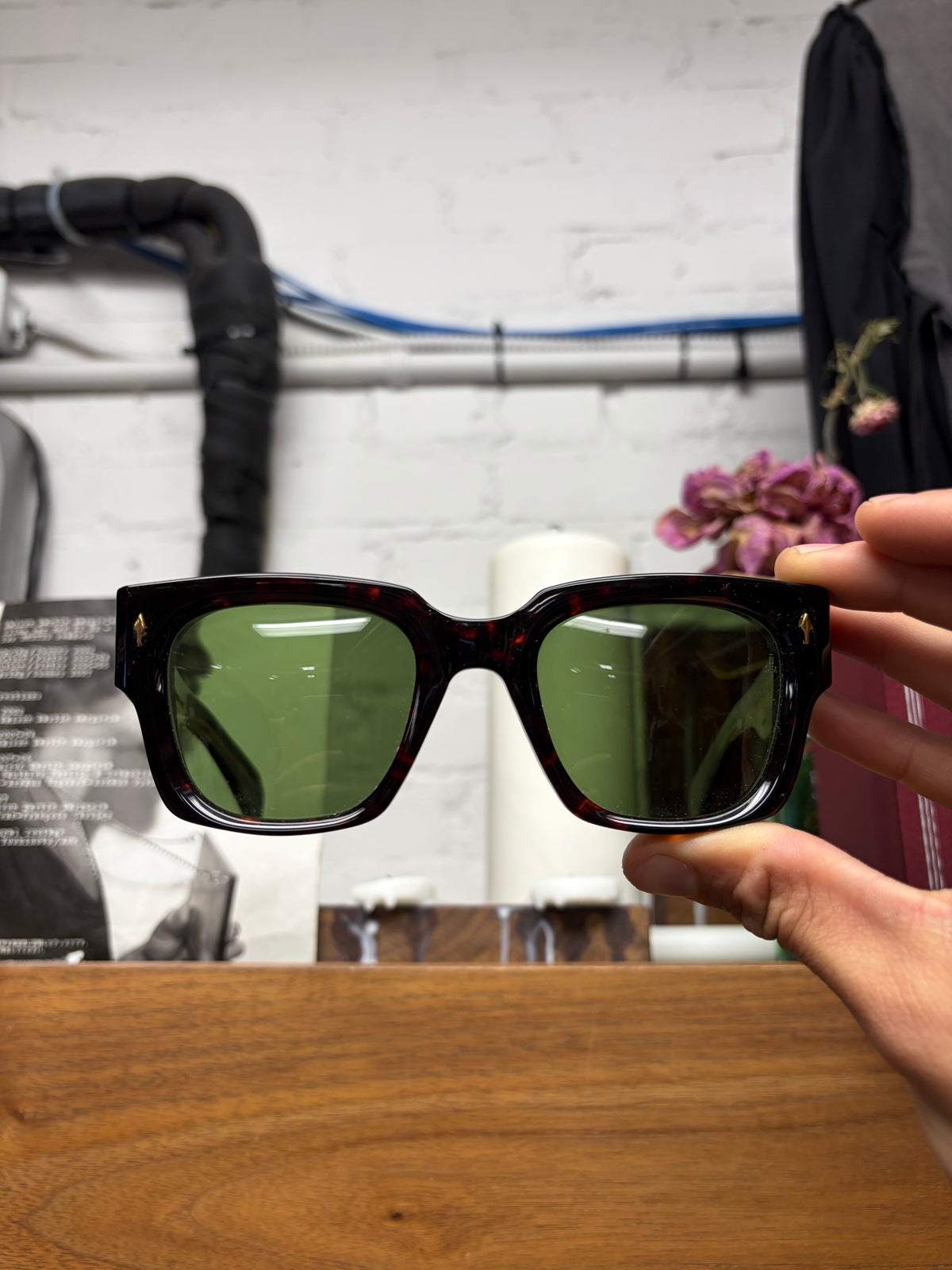Jacques Marie Mage ‘Enzo’ Green Tinted Tortoiseshell Sunglasses