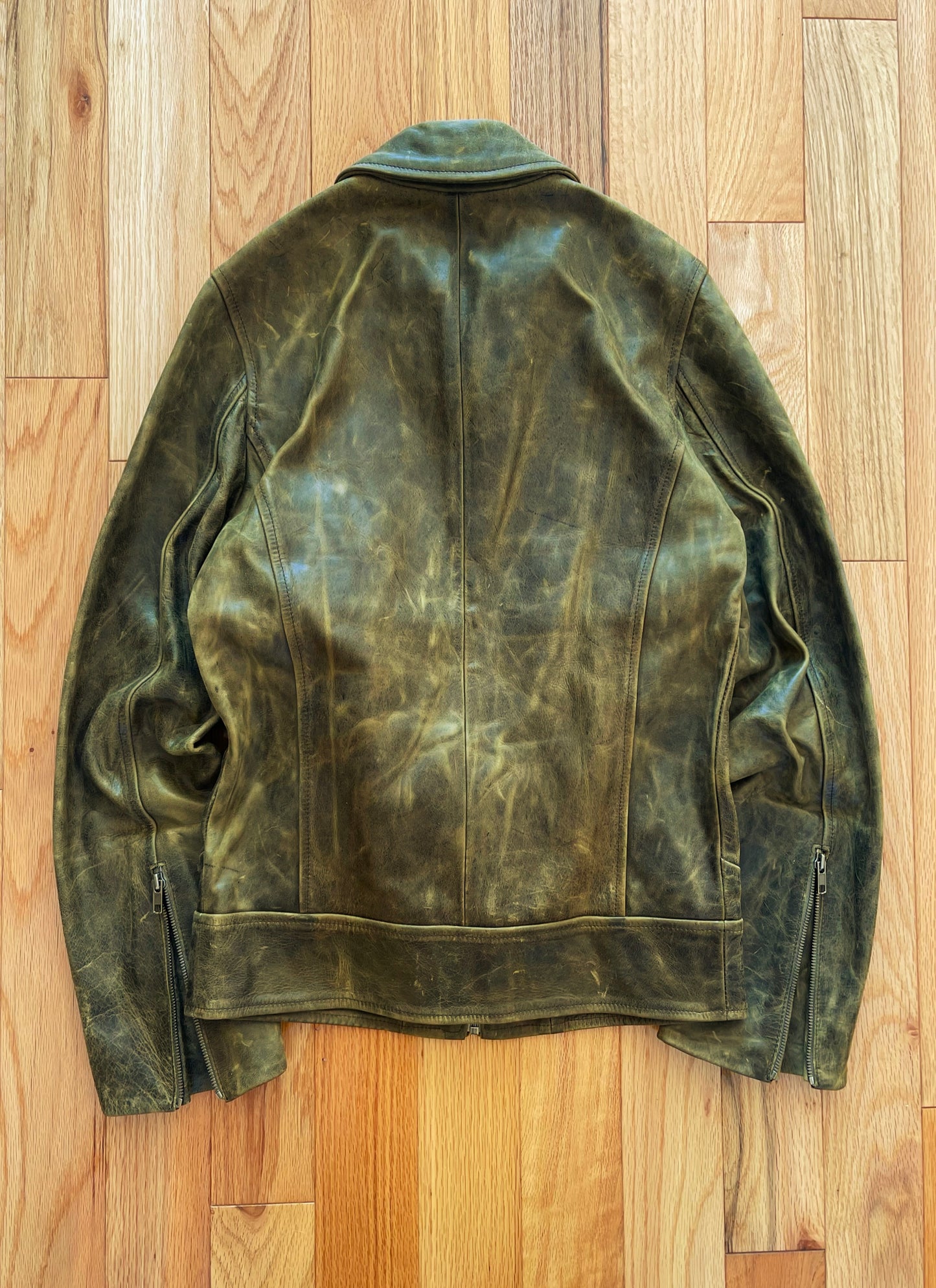 Spring Summer 2001 Maison Margiela Buffalo Leather Washed Green Jacket