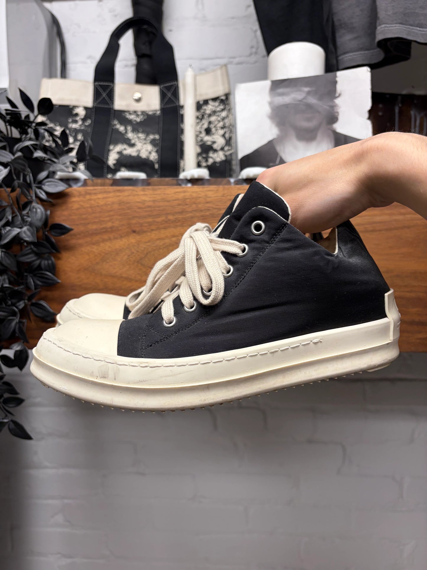 AW2022 Rick Owens Black/Milk DRKSHDW ‘Ramones’ Low Top Sneakers