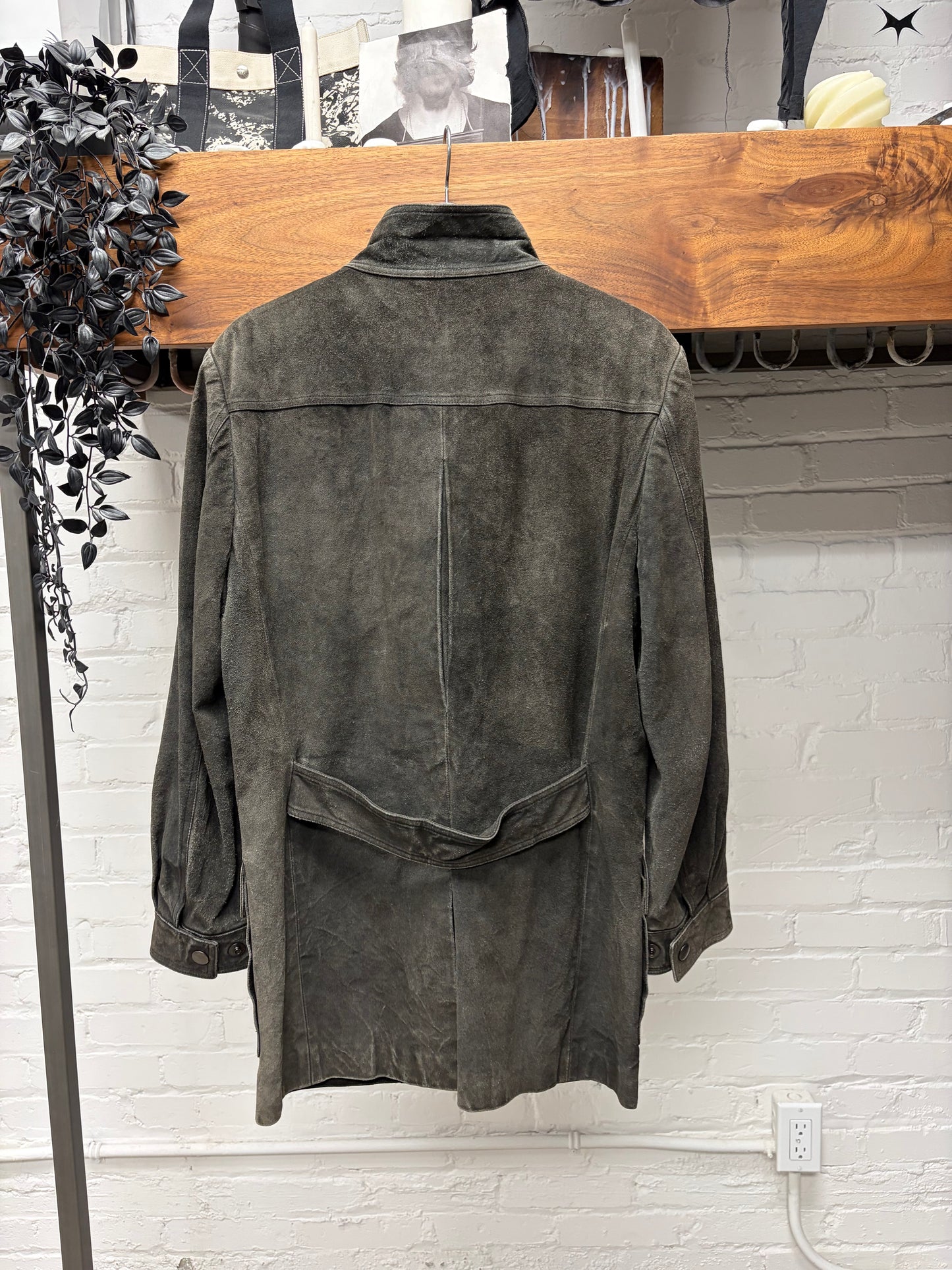 2000s Gucci by Tom Ford Brown Suede ‘Fatigue’ Belted Collar Jacket