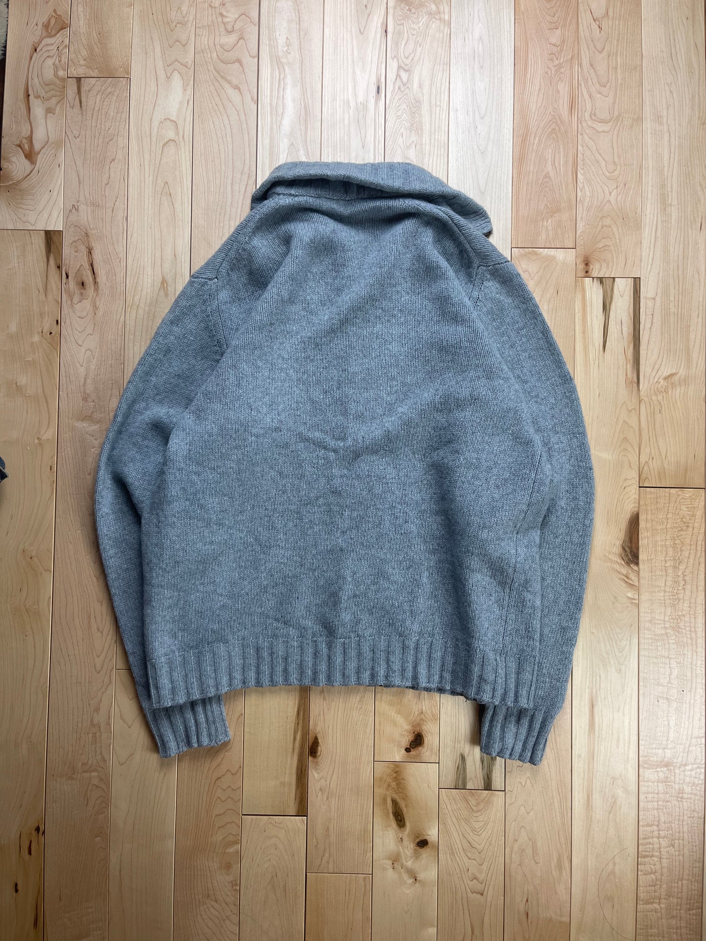 Diesel Ribbed Wool Heather Grey Zip Up Sweater