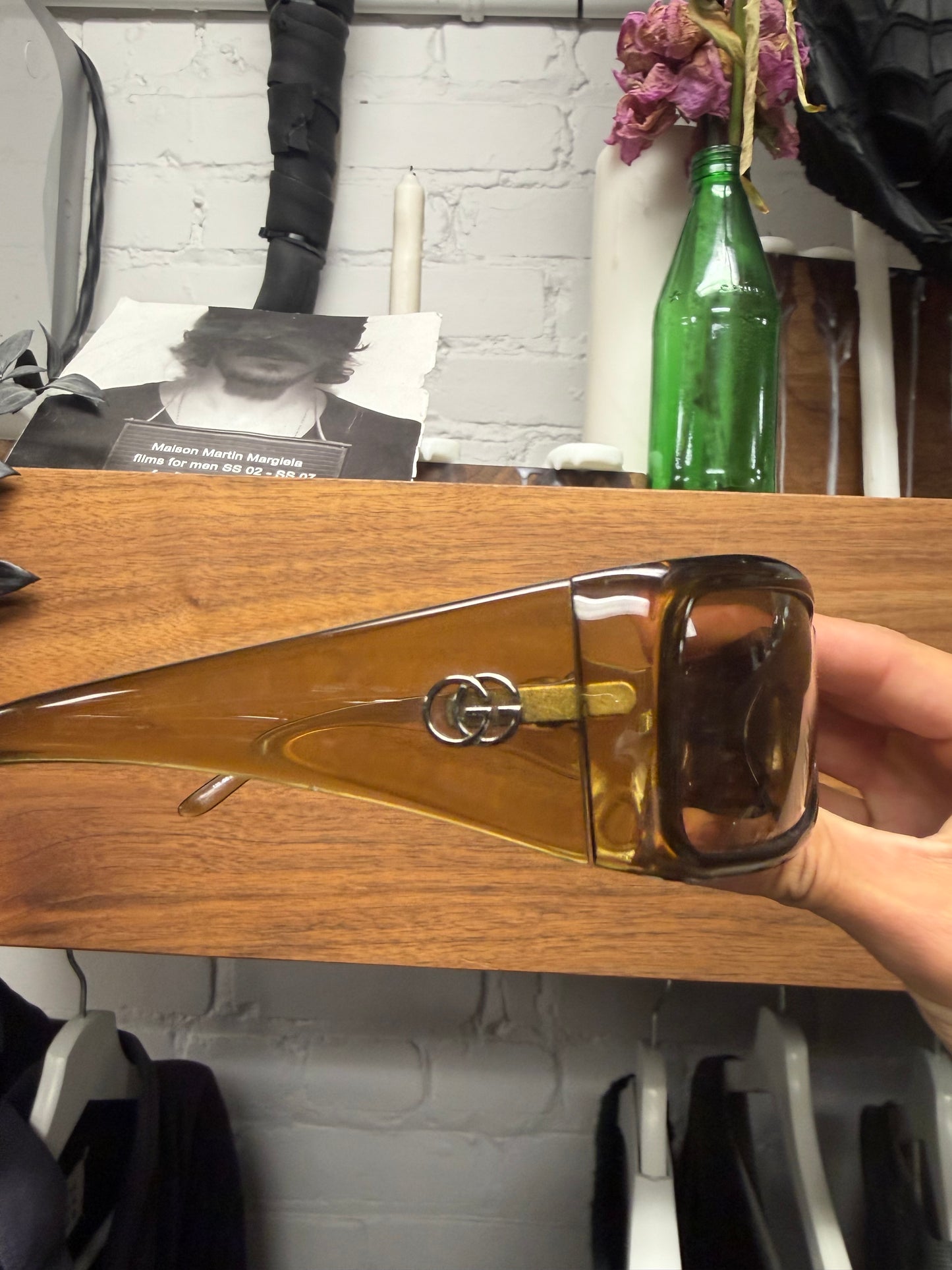 Vintage Gucci Brown ‘GG Logo’ Tinted Semi Translucent Sunglasses