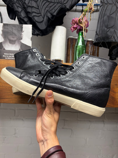 Balenciaga ‘Paris’ Black Leather High Top Sneakers