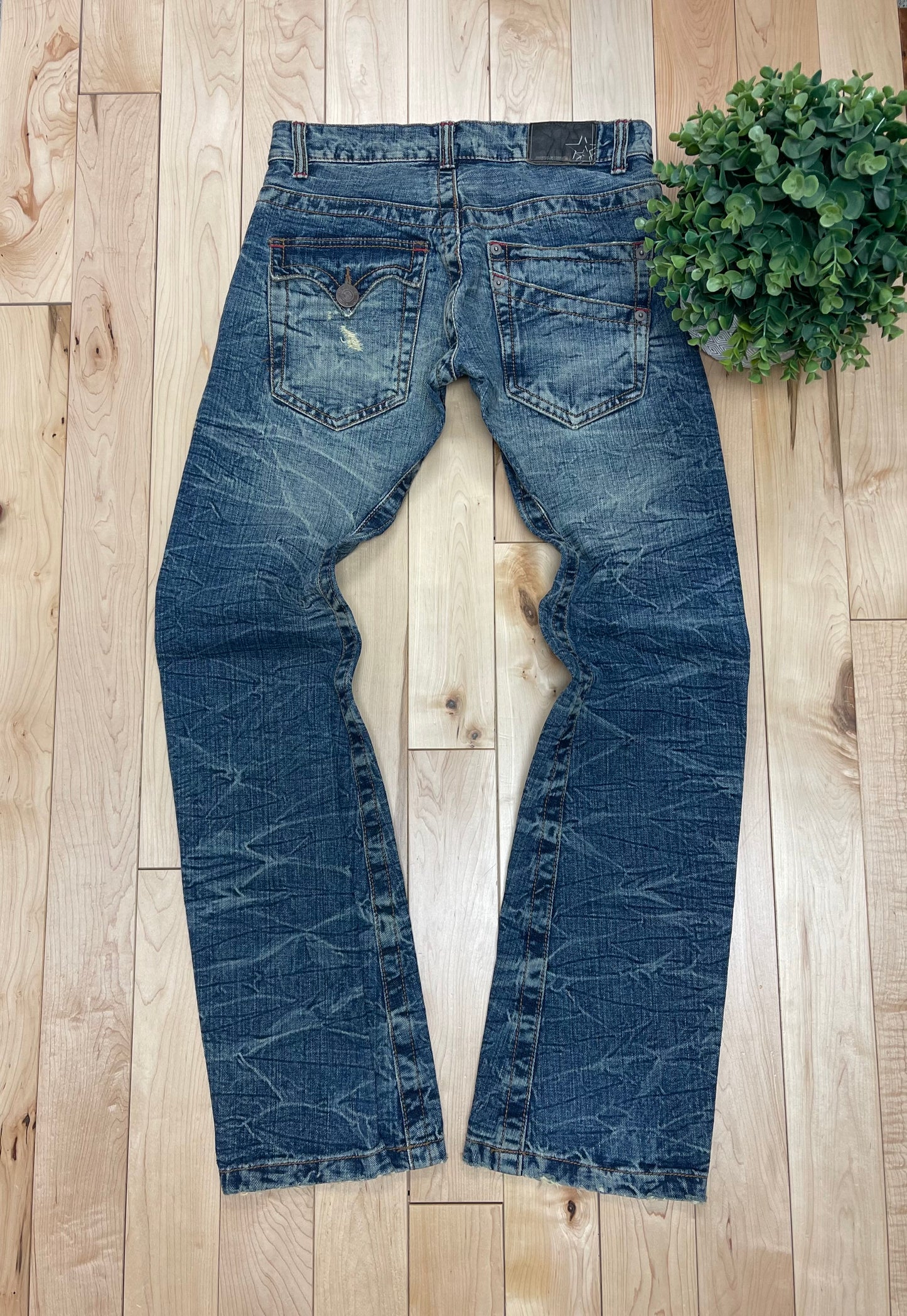 Rattletrap Whiskered Blue Flared Cut Denim