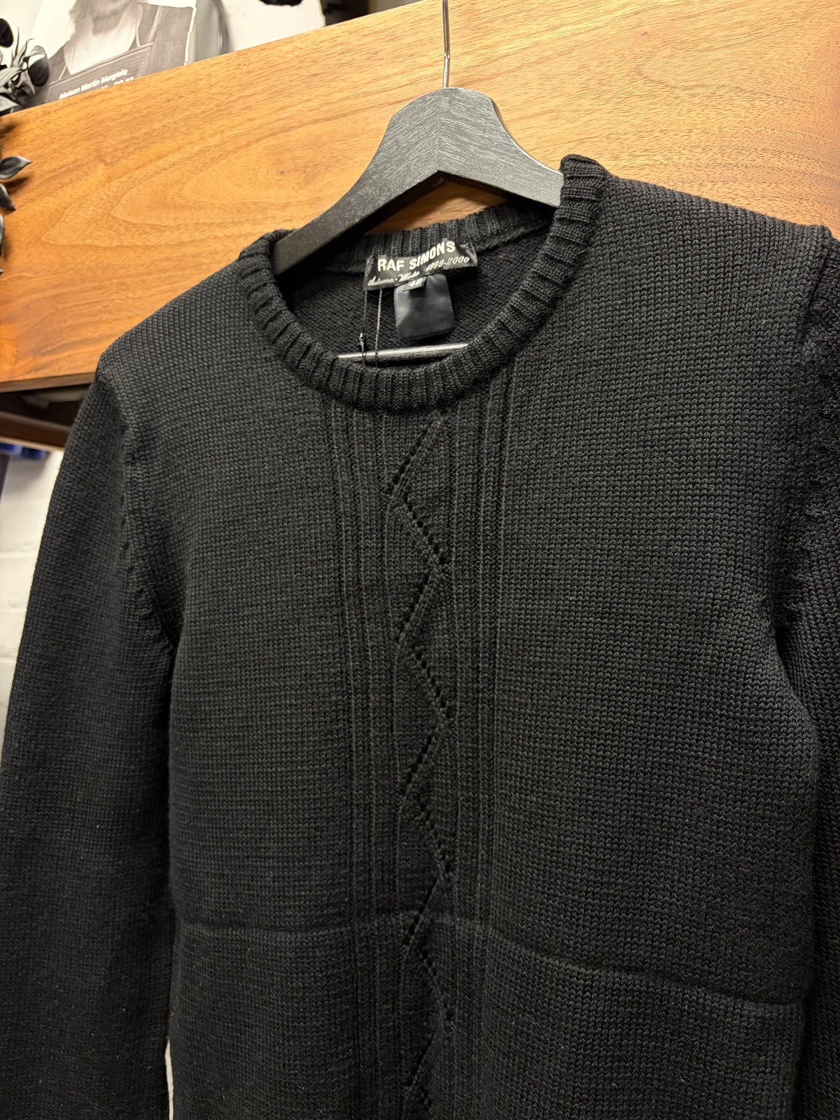 AW1999 Raf Simons ‘Disorder Incubation Isolation’ Black Cable Knit Sweater