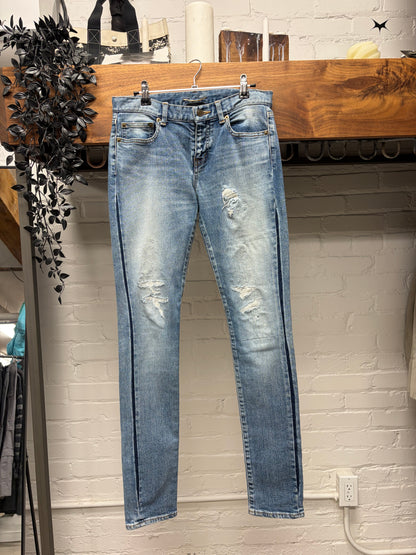 Saint Laurent ‘Inserted Side Seam’ Blue Skinny Jeans