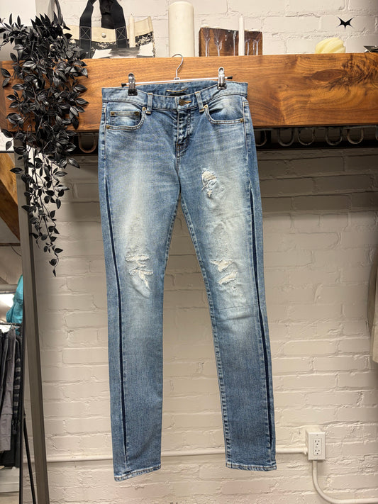 Saint Laurent ‘Inserted Side Seam’ Blue Skinny Jeans