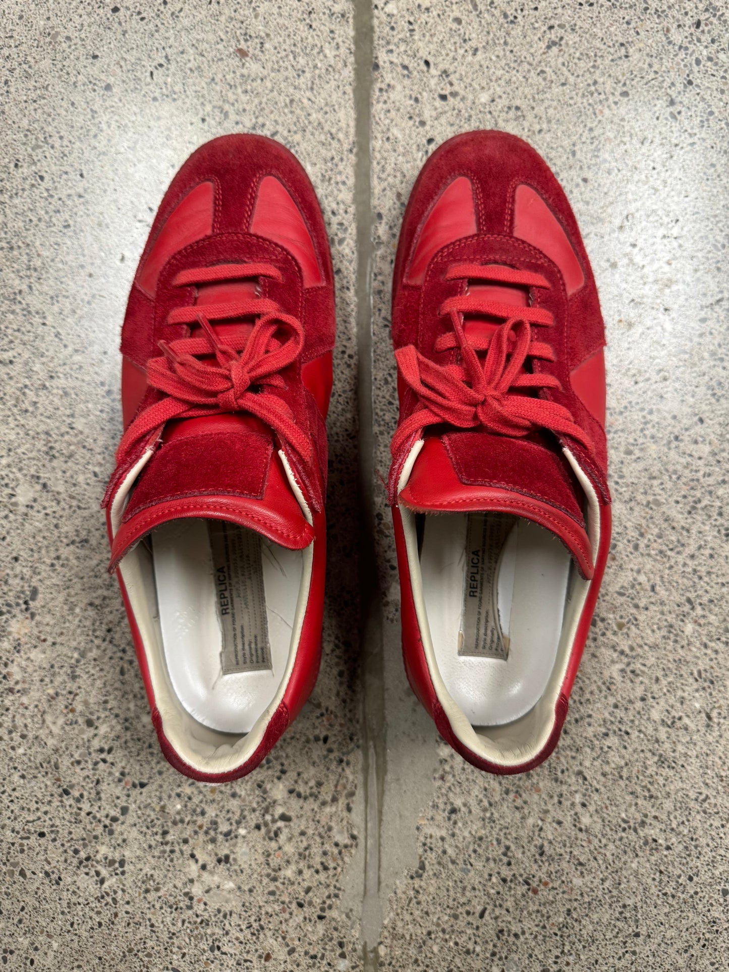 Maison Margiela ‘G.A.T.’ Red Suede Low Top Sneakers