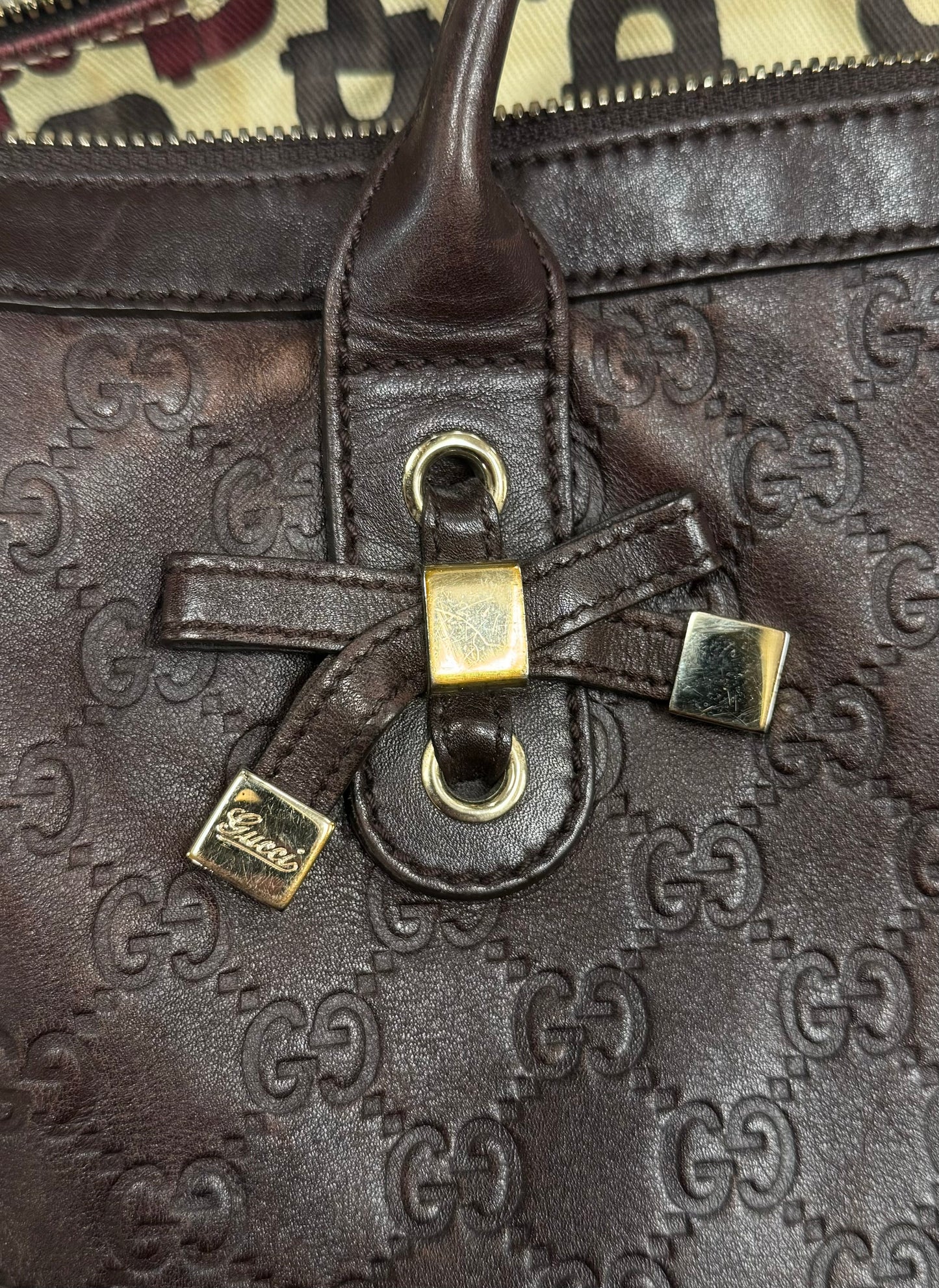 Gucci ‘Prince’ Brown Monogram Leather Shoulder Bag