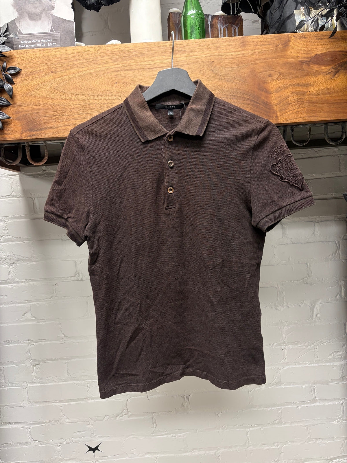 Gucci by Frida Giannini ‘Crest Logo’ Dark Brown Cotton Polo