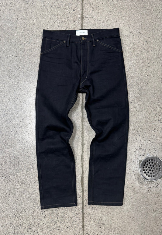 Lemaire Contrast Stitch Straight Leg Black Denim