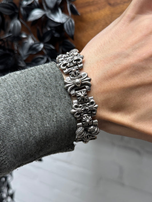 Chrome Hearts ‘H-Link’ Claw/Fleur De Lis 925 Silver ‘Lobster Clasp’ Bracelet