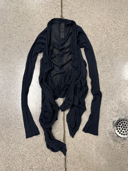 SS2011 Rick Owens ‘Anthem’ Ribbed Black ‘Waterfall’ Cardigan