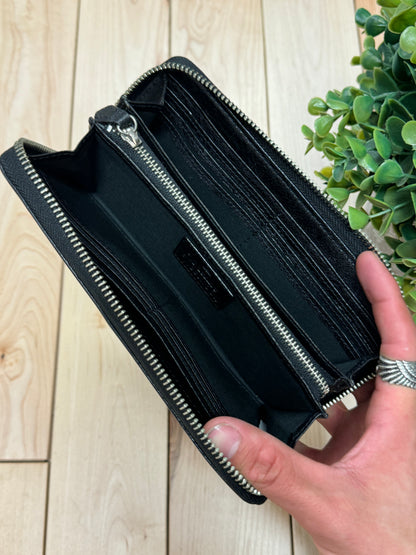 Vivienne Westwood Orb Logo Black Leather Long Wallet