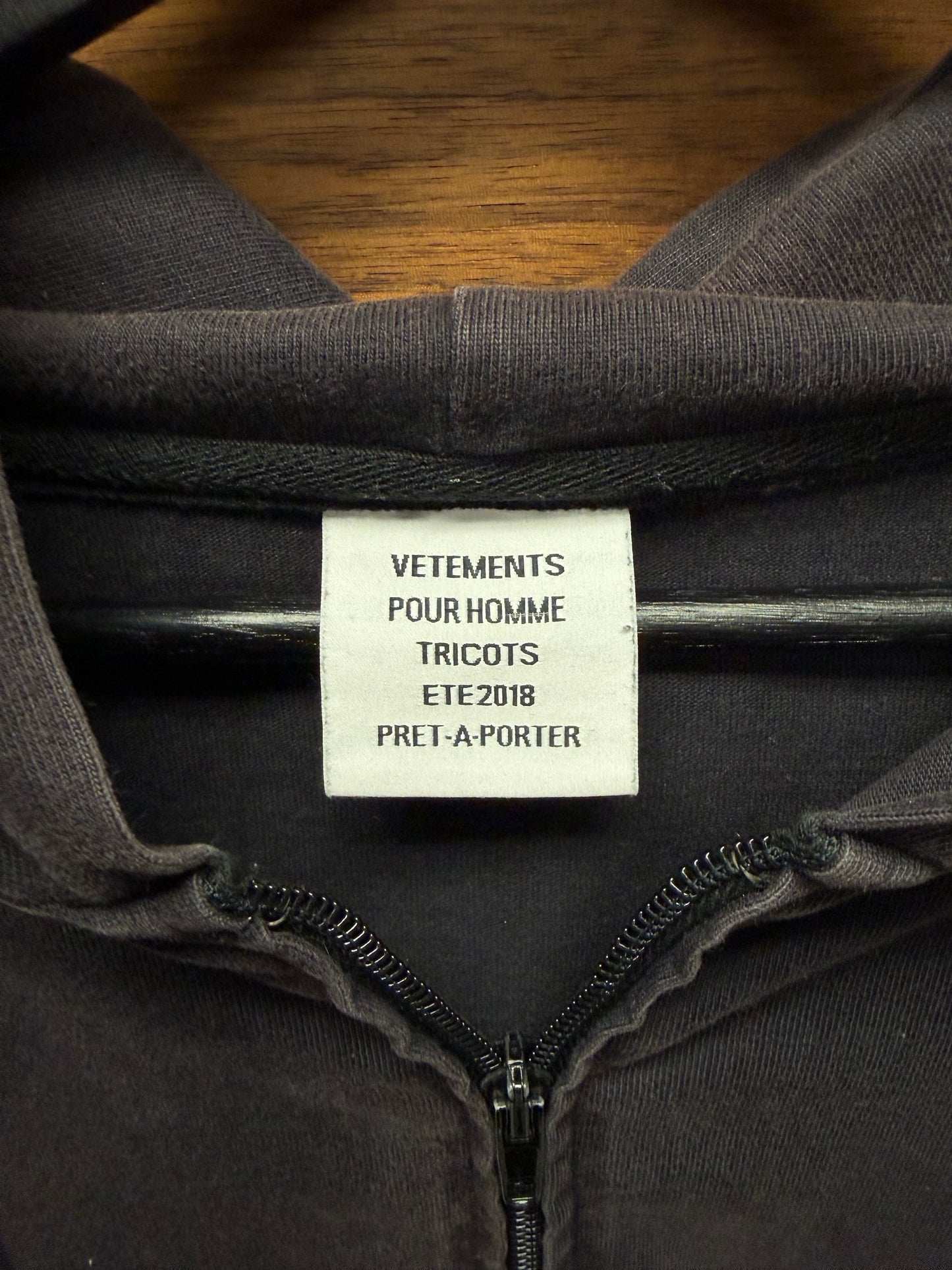 SS2018 Vetements ‘Baseball Logo’ Black/Red Embroidered Zip-Up Hoodie