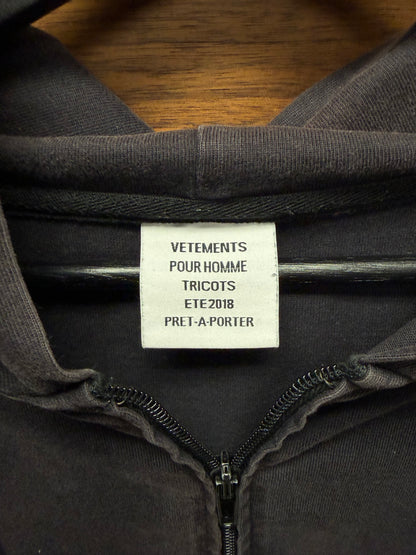 SS2018 Vetements ‘Baseball Logo’ Black/Red Embroidered Zip-Up Hoodie