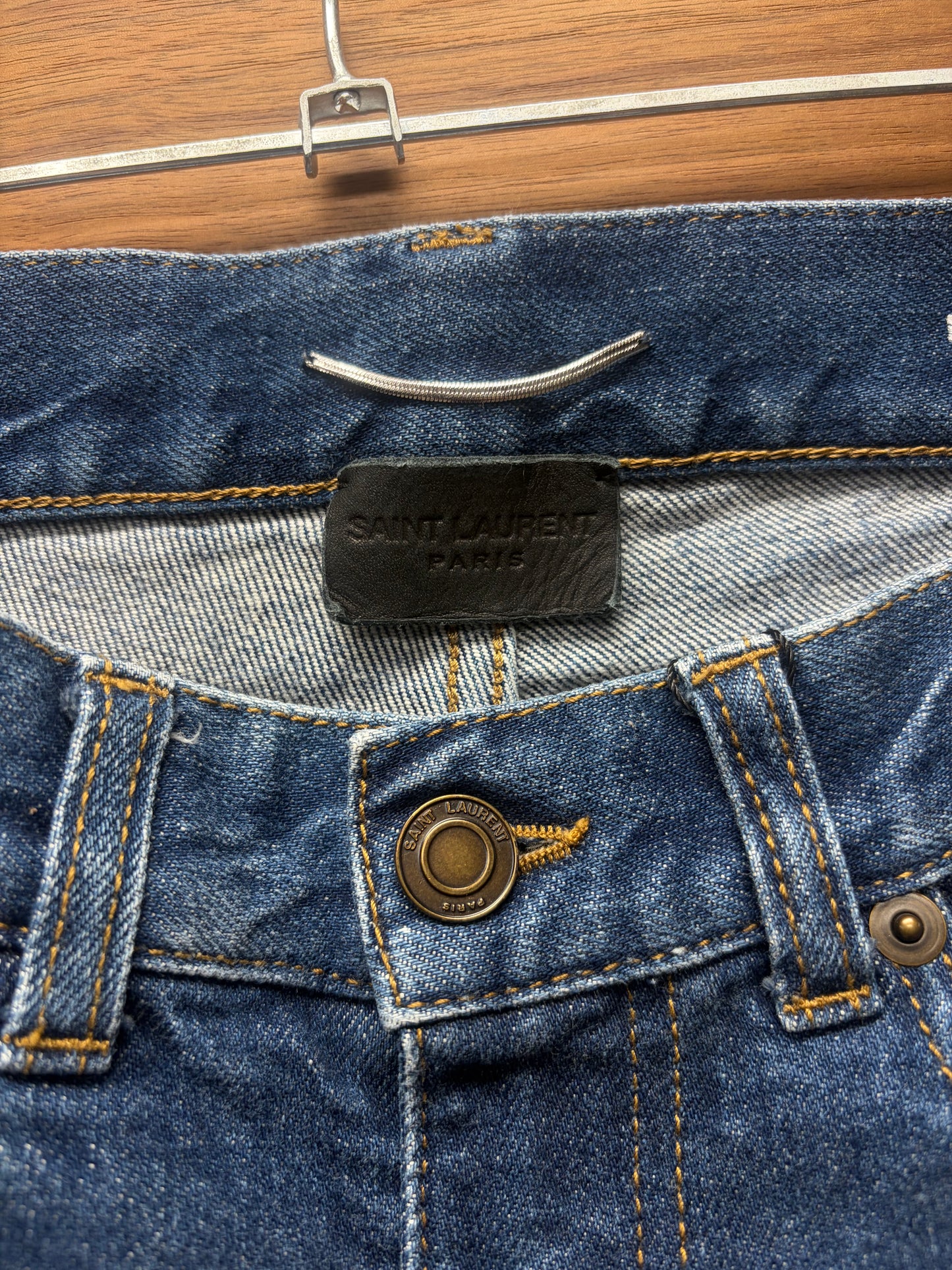 AW2018 Saint Laurent ‘D02’ Classic Blue Distressed Skinny Jeans